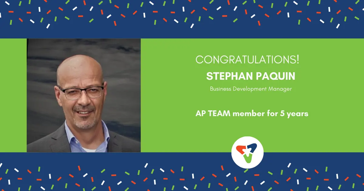 Celebrating Stéphane Paquin's 5 years of dedication at AP International!