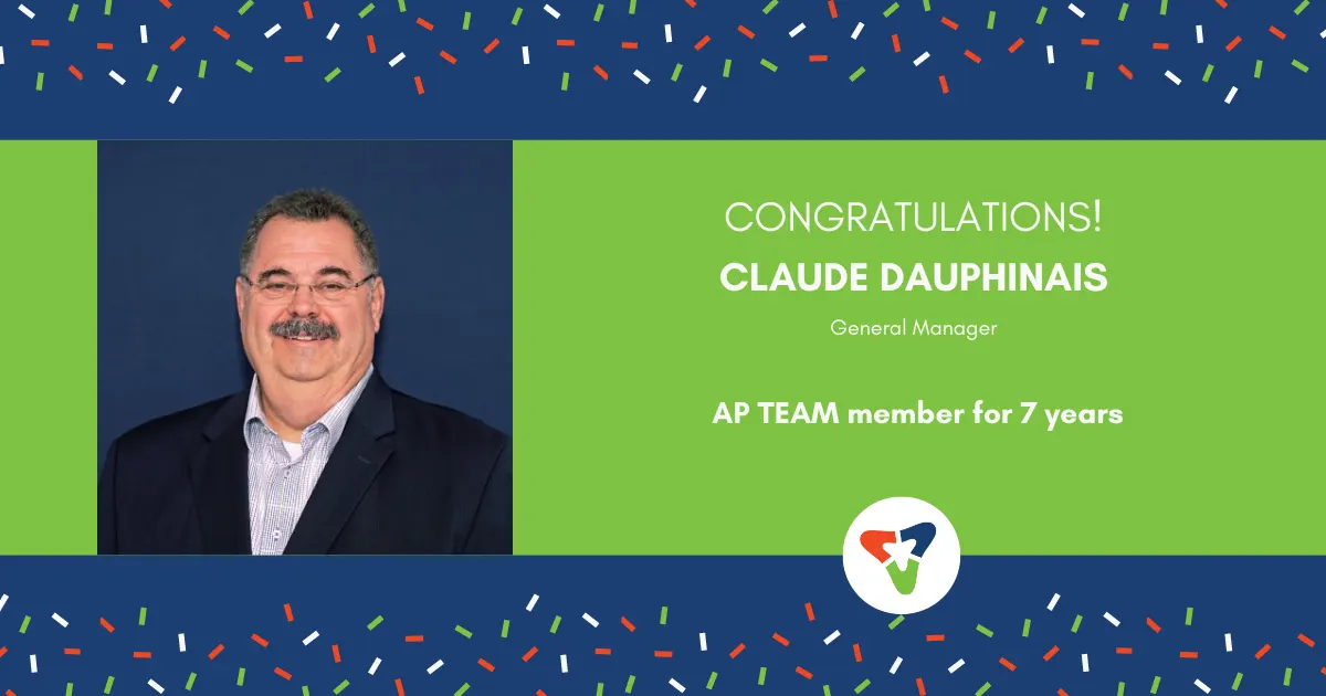 Today, we celebrate Claude Dauphinais' 7th anniversary with the AP TEAM!